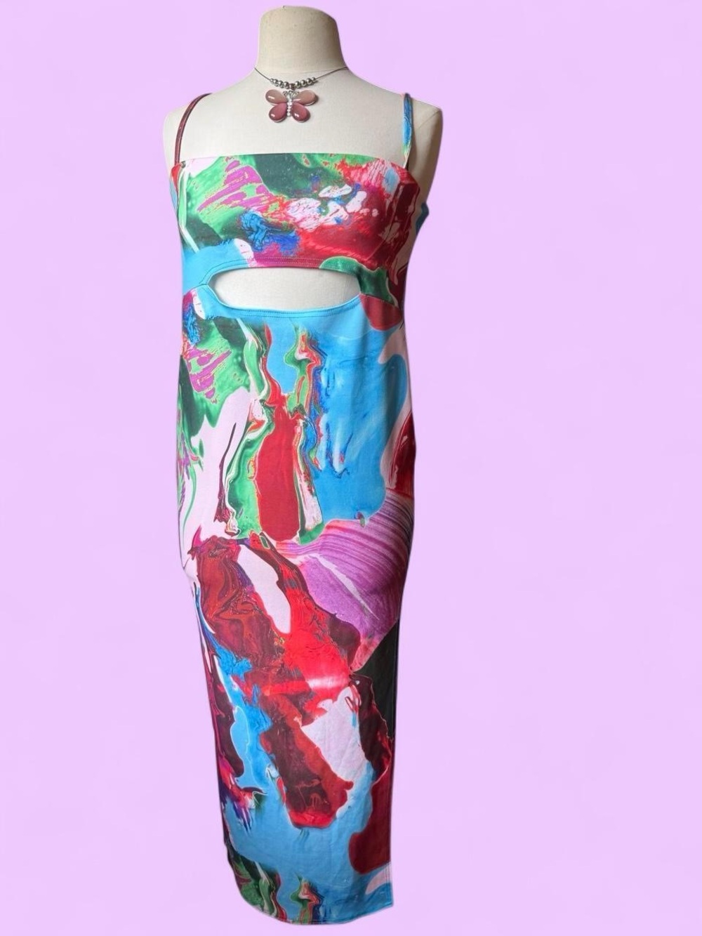 Nasty Gal abstract colorful bodycon dress, size M